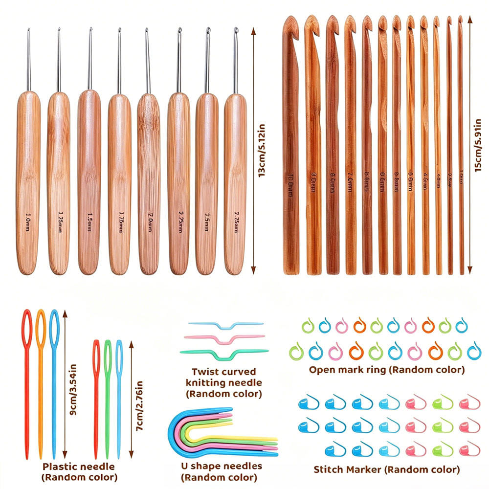 74pcs Bamboo Crochet Hooks Set - Tool Bag review and price